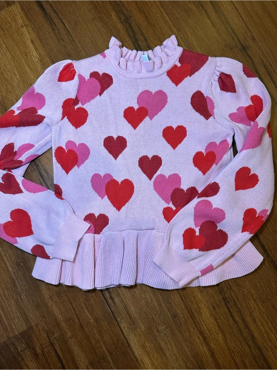 Janie and Jack Other - Janie and Jack Pink Sweater with Red & Dark Pink Heart Pattern NWOT